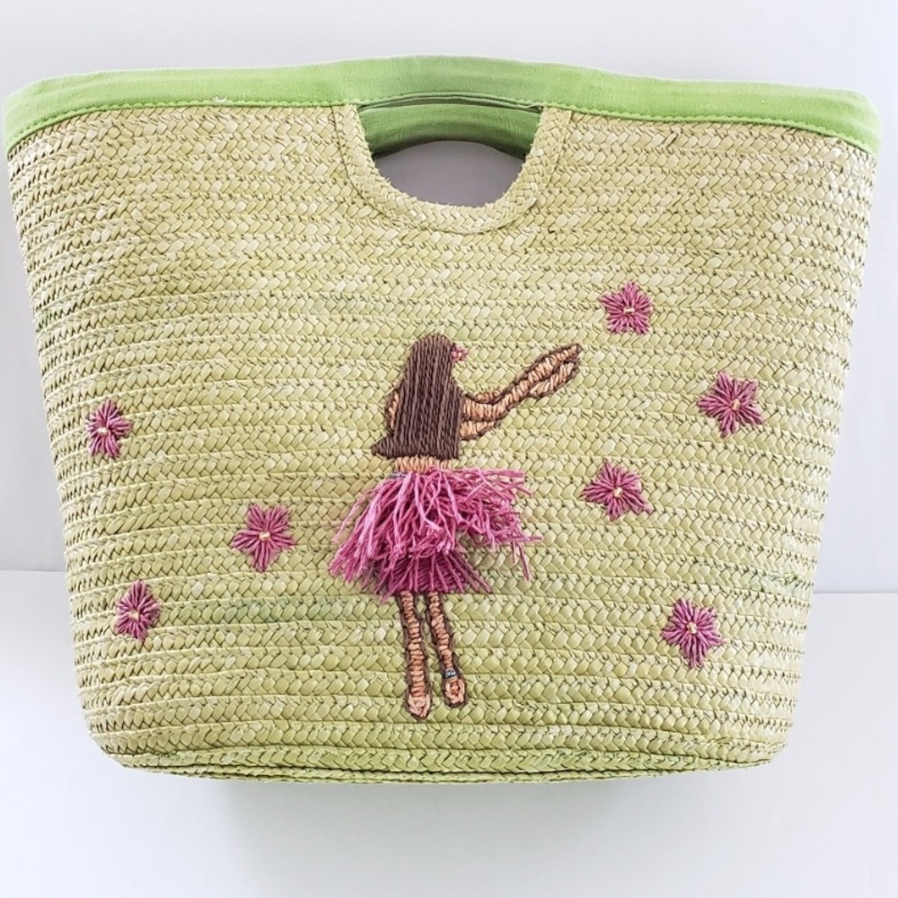 Liz Claiborne Hula Girl Straw Tote